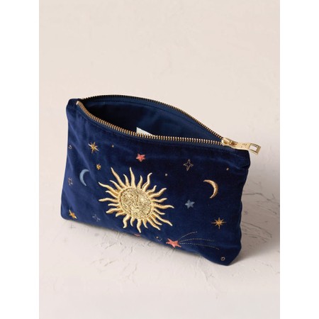 Elizabeth Scarlett Celestial Navy Velvet Mini Pouch - Blue