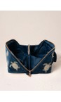 Elizabeth Scarlett Turtle Conservation Marine Navy Turtle Conservation Velvet Open Flat Makeup Bag  