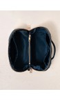 Elizabeth Scarlett Turtle Conservation Marine Navy Turtle Conservation Velvet Open Flat Makeup Bag  