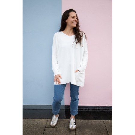 Amazing Woman Caryf X Cream Round Neck Oversized Jumper - Off-White
