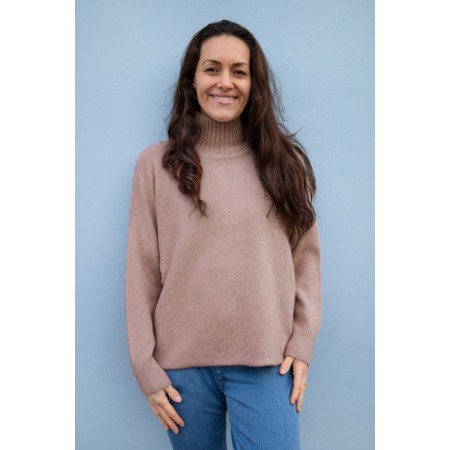 Amazing Woman Jolie Antique Rose Boxy High Neck Knit - Pink