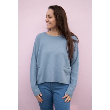 Amazing Woman Jodie Cloud Front Pocket Supersoft Knit Jumper - Blue
