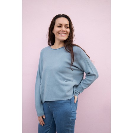 Amazing Woman Jodie Cloud Front Pocket Supersoft Knit Jumper - Blue