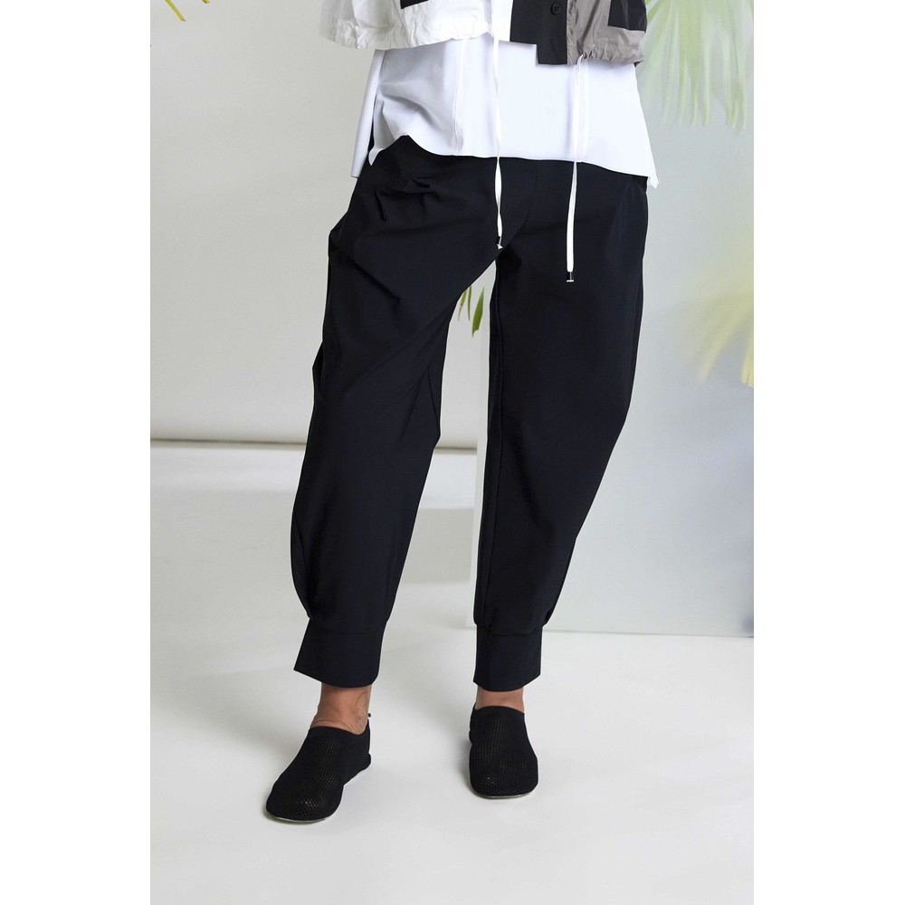 Naya Naya Black Cuff Hem Travel Jersey Trouser Black 