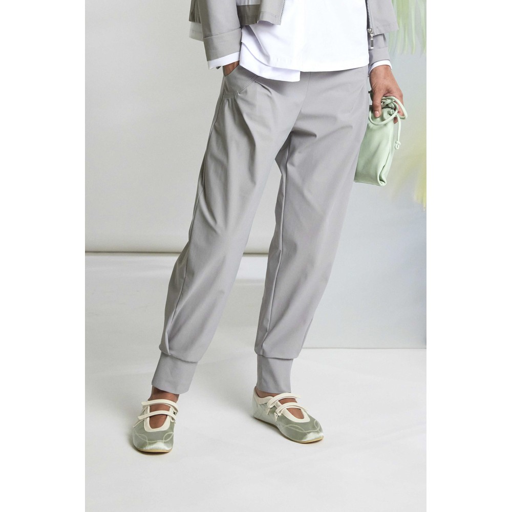 Naya Naya Taupe Cuff  Hem Travel Jersey Trouser Taupe