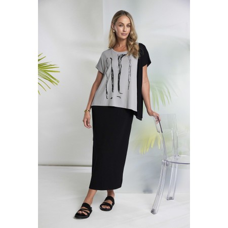 Naya Naya Taupe And Black Print Angled Hem Top - Beige