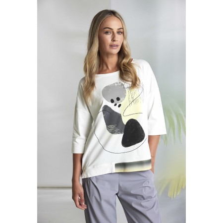 Naya Naya White And Lemon  Print Contrast Hem Top - Yellow