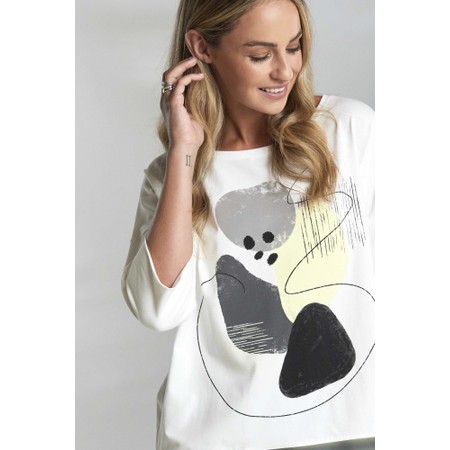 Naya Naya White And Lemon  Print Contrast Hem Top - Yellow