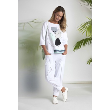 Naya Naya White And Mint Print Contrast Hem Top - Green