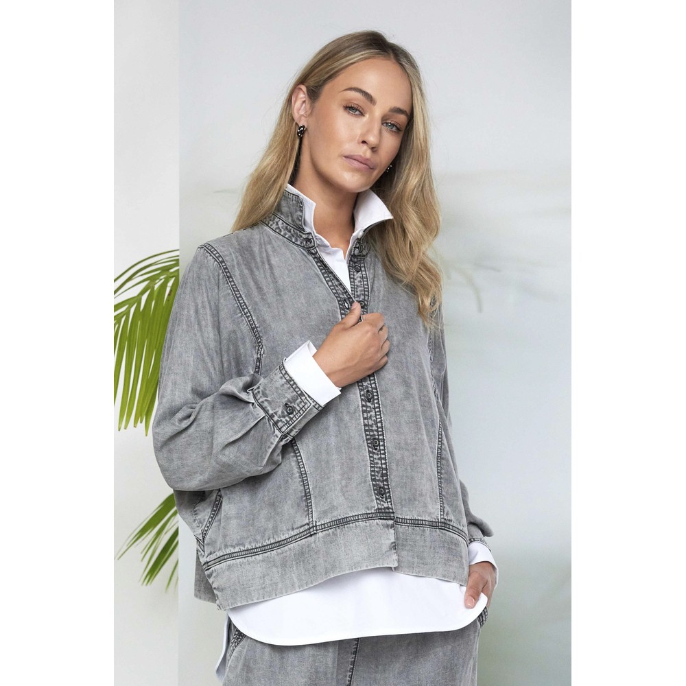 Naya Naya Washed Effect Button Jacket Granite