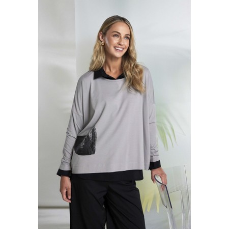 Naya Naya Taupe And Black Placement Print Top - Beige