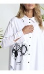 Naya White / Silver Naya Print Detail Button Through Shirt  