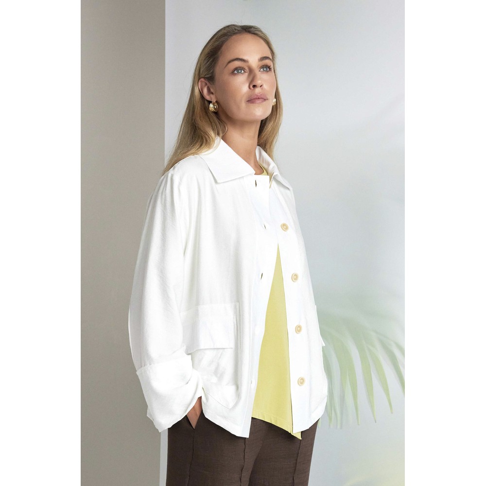 Naya Naya White Pocket Detail Button Jacket White 