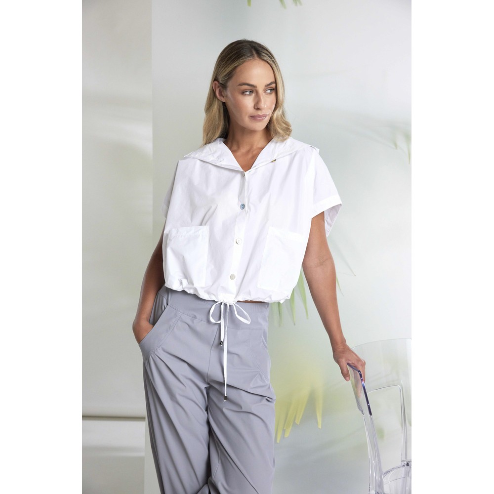 Naya Naya Detailed Pocket Hooded Top White 