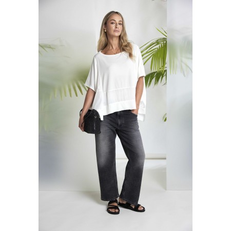 Naya Naya Square Cream Contrast Top - Off-White