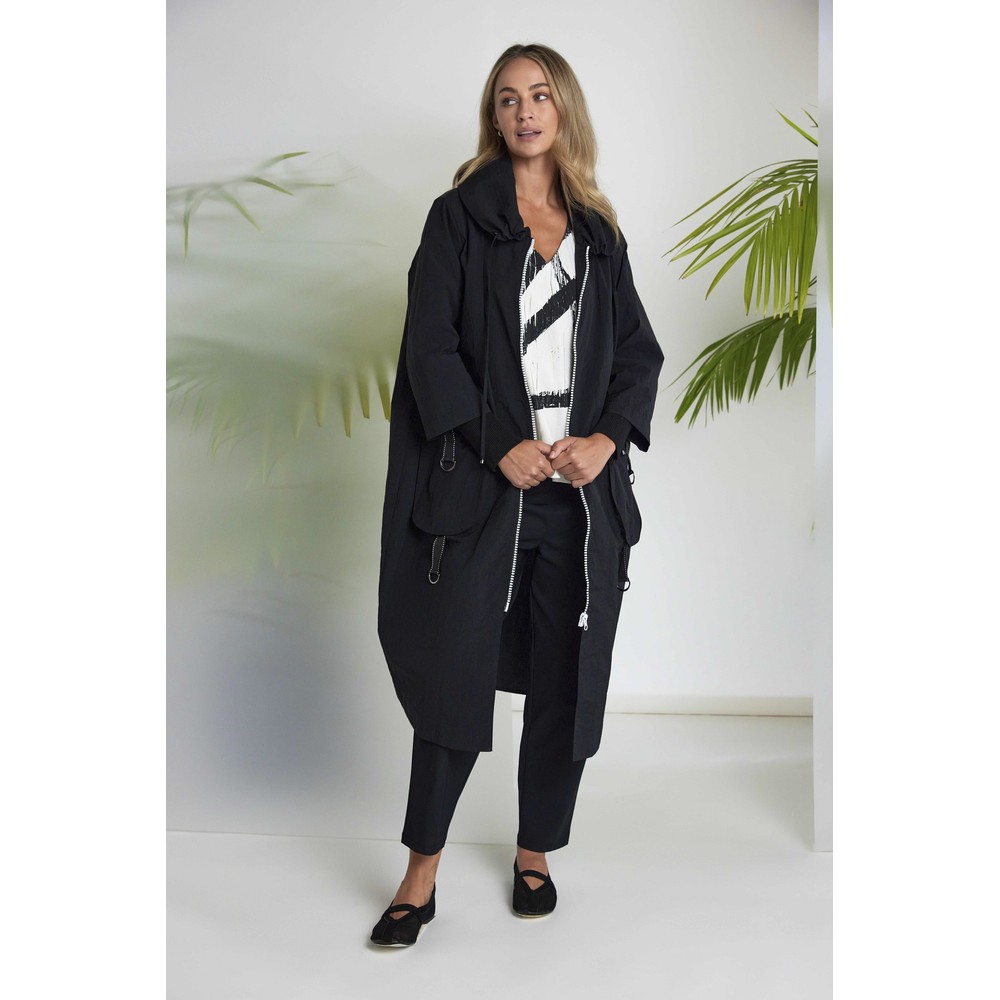 Naya Naya Contrast Zip Coat Black 
