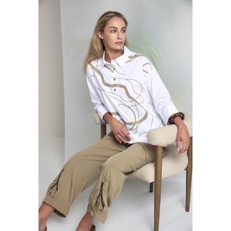 Naya Naya Print Contrast Cuff Top - Beige