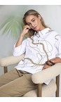 Naya White / Tan Naya Print Contrast Cuff Top  