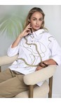 Naya White / Tan Naya Print Contrast Cuff Top  