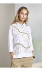 Naya White / Tan Naya Print Contrast Cuff Top  