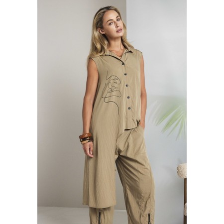 Naya Naya Tan Side Panelled Print Top - Brown