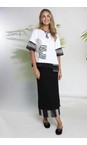 Naya Black / White Naya Embossed Stripe Hem Skirt  