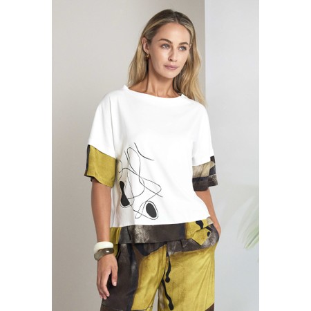 Naya Naya Oasis Print Contrast Cuff Top - Green