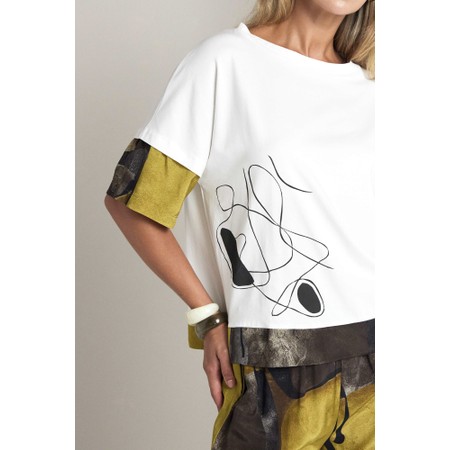 Naya Naya Oasis Print Contrast Cuff Top - Green