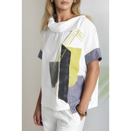 Naya Naya Print Collared Stripe Top - Grey