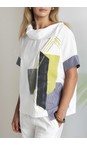Naya White / Carbon Naya Print Collared Stripe Top  