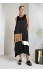 Naya Black / Off White Naya Colour Bands Crushed Dress  