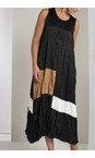 Naya Black / Off White Naya Colour Bands Crushed Dress  