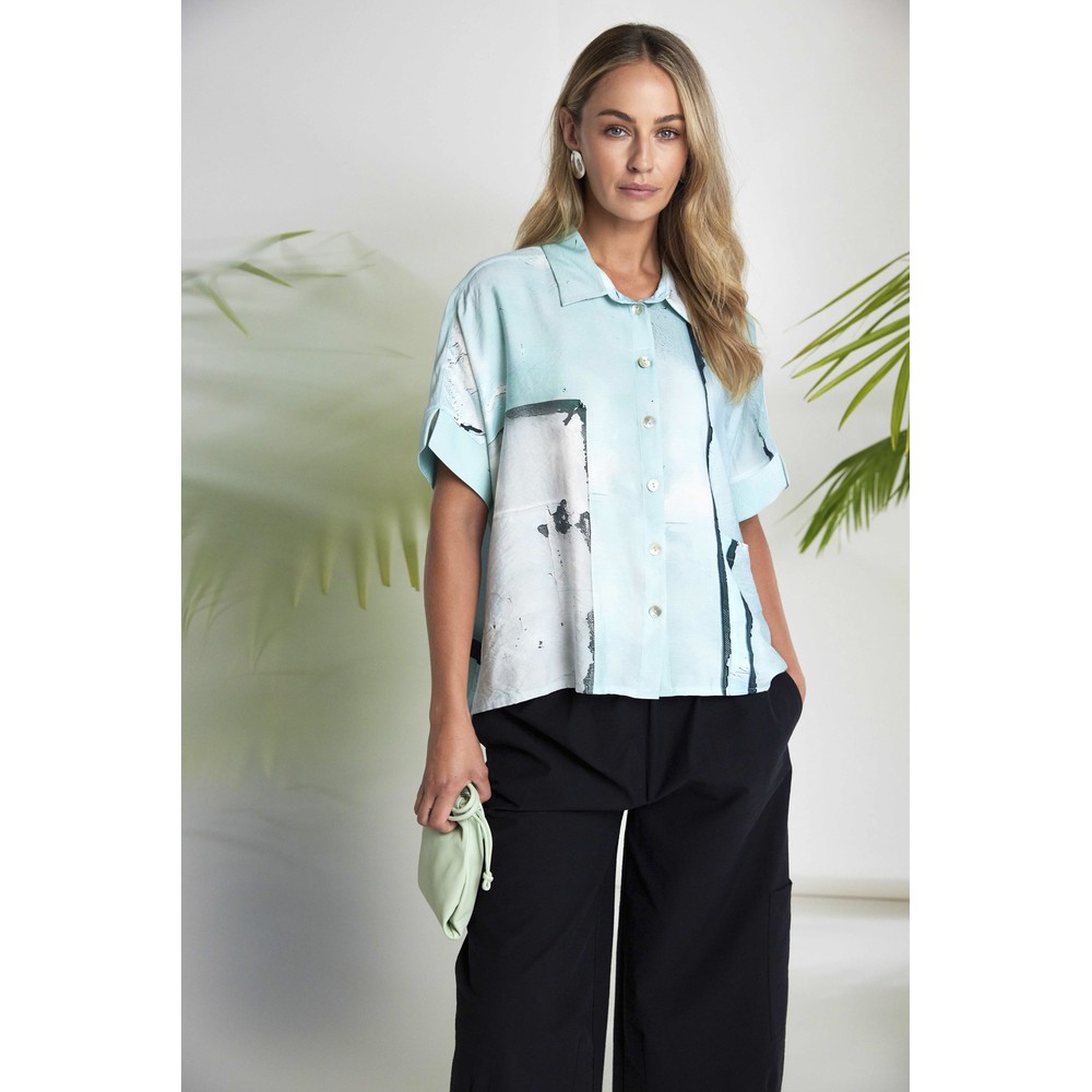 Naya Naya Mint Faded Print Shirt Mint