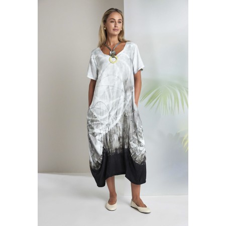 Naya Naya Taupe Border Print Dress - Brown