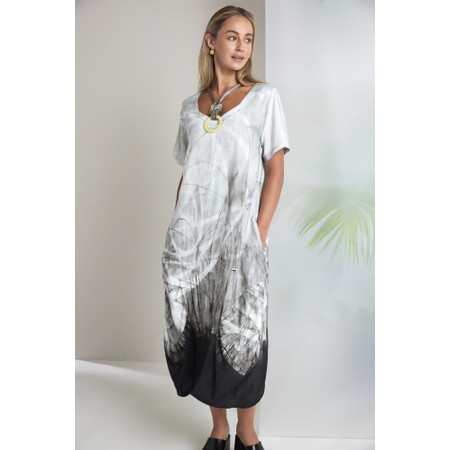 Naya Naya Taupe Border Print Dress - Brown