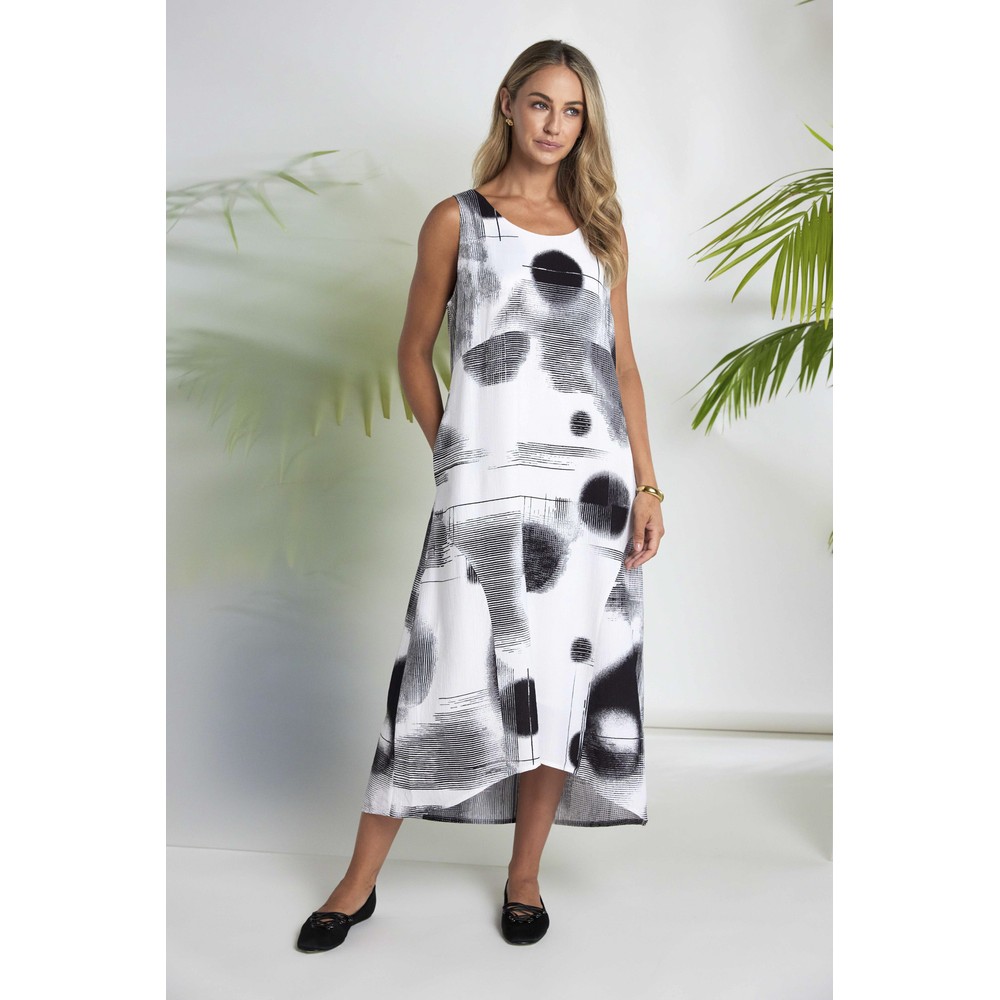 Naya Naya Blurred Faded Spot Dress White / Black