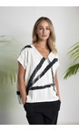 Naya Cream / Black Naya Brush Stroke Print Top  