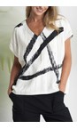 Naya Cream / Black Naya Brush Stroke Print Top  