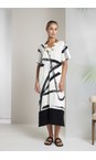 Naya Cream / Black Naya Brush Stroke Print Dress  