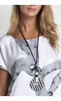 Naya Black / Cream Naya Striped Disc Print Necklace  