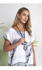 Naya Black / Cream Naya Striped Disc Print Necklace  