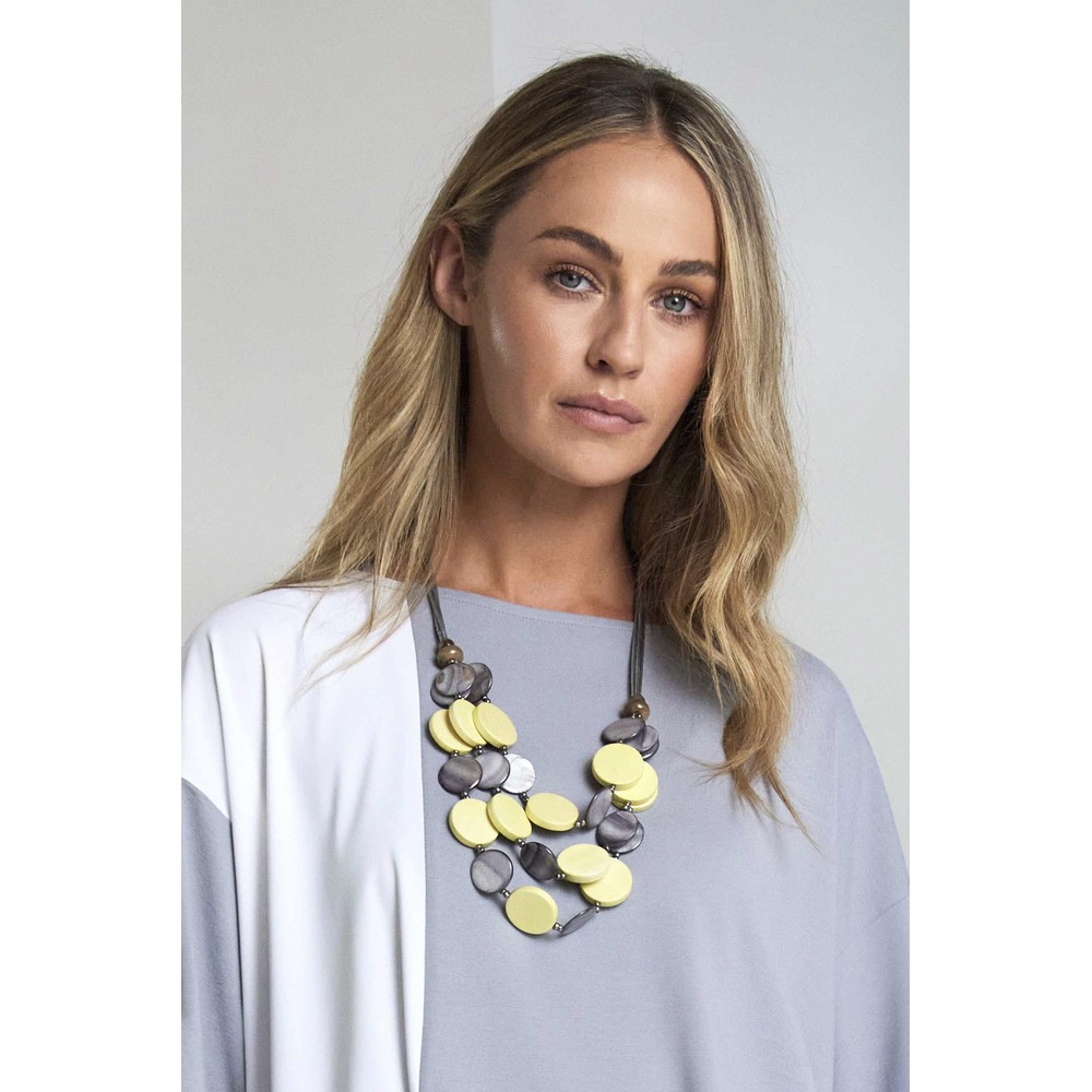 Naya Naya Colour Disc Bead Necklace Lemon