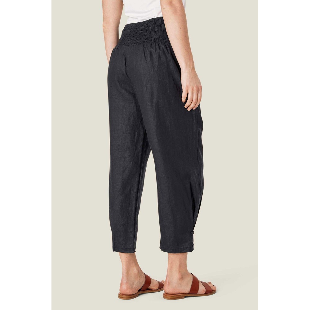 Masai Clothing MaPenna Black Linen Tapered Trouser Black 