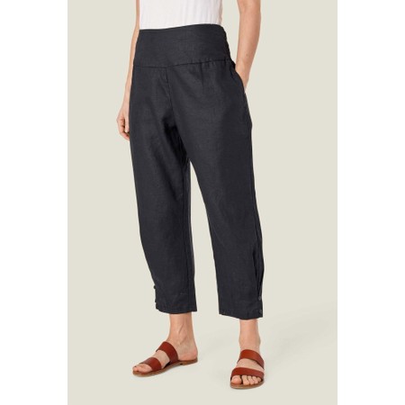 Masai Clothing MaPenna Black Linen Tapered Trouser - Black