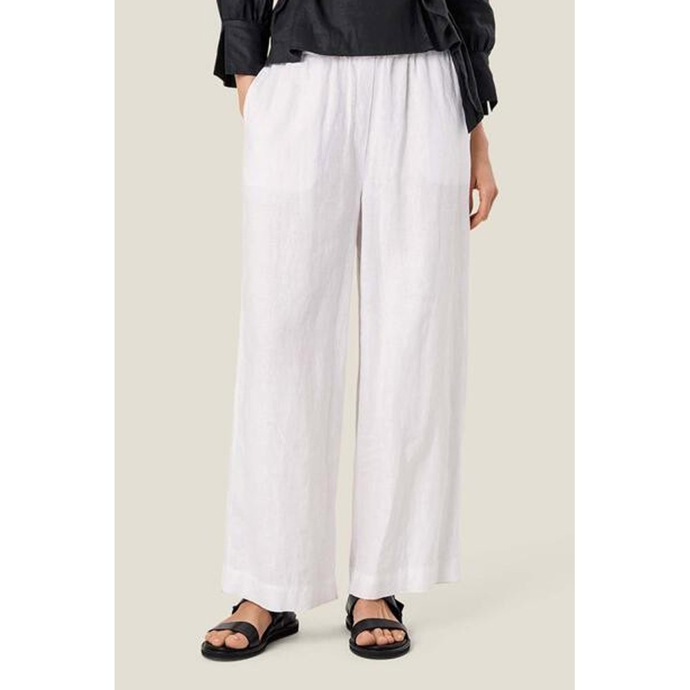 Masai Clothing MaParini White Linen Wide Leg Trouser White 