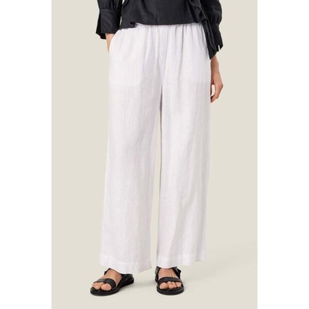 Masai Clothing MaParini White Linen Wide Leg Trouser - White