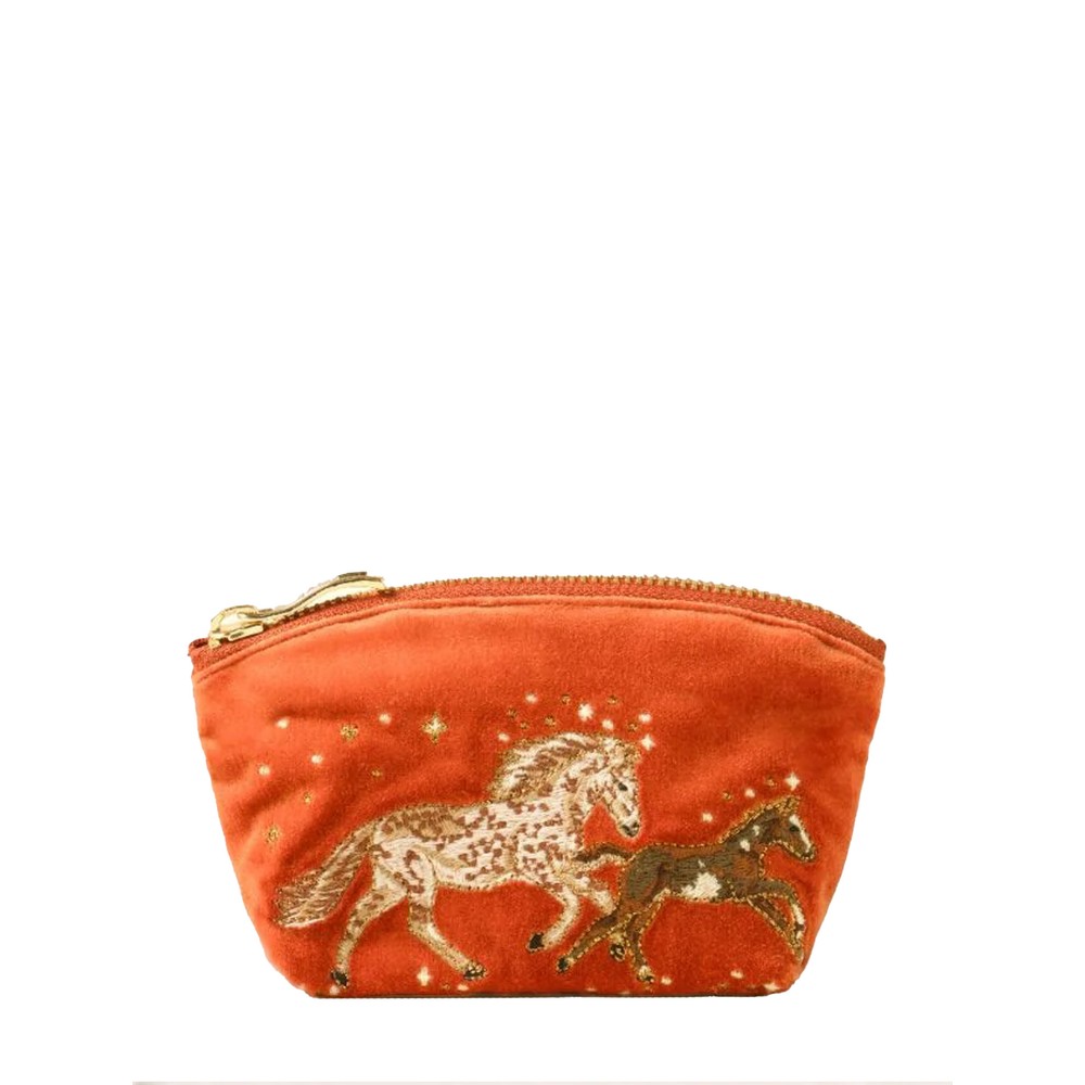 Elizabeth Scarlett Celestial Wild Horses Terracotta Velvet Coin Purse Celestial Wild Horses Terracotta