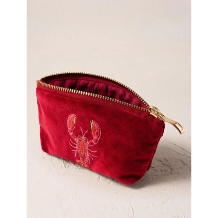 Elizabeth Scarlett Lobster Rouge Velvet Coin Purse - Red