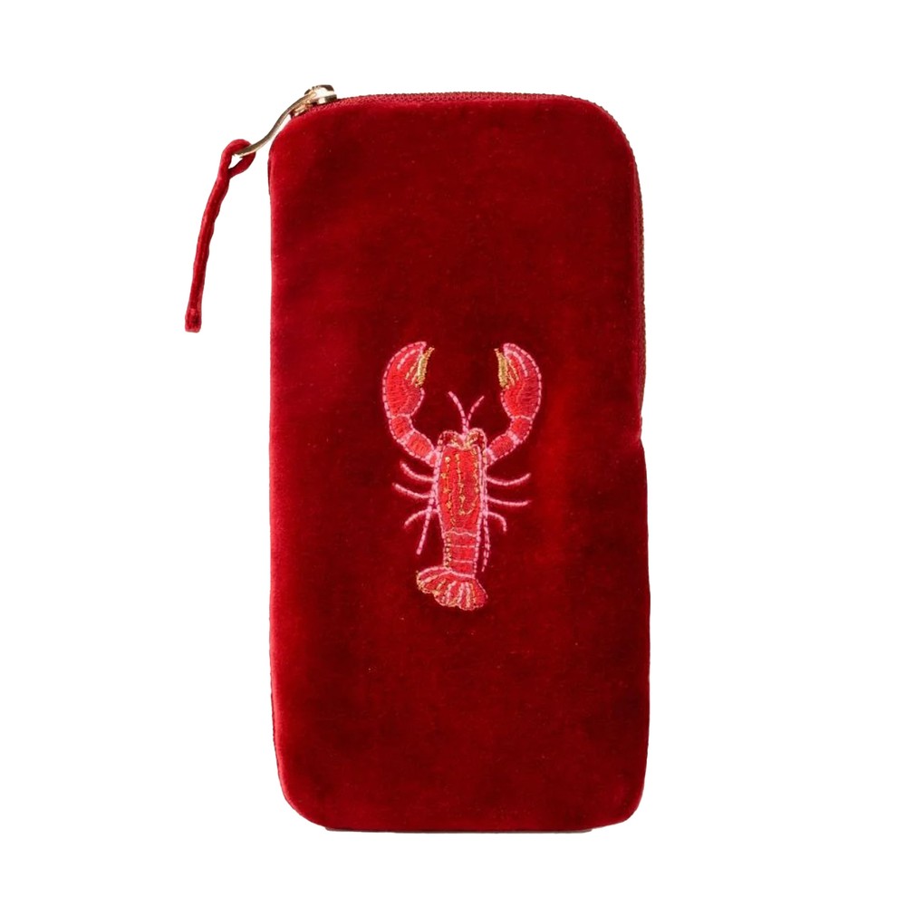 Elizabeth Scarlett Lobster Velvet Glasses Case Lobster Rouge