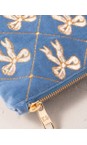 Elizabeth Scarlett Lattice Bows Dusky Blue Lattice Bows Everyday Velvet Pouch  